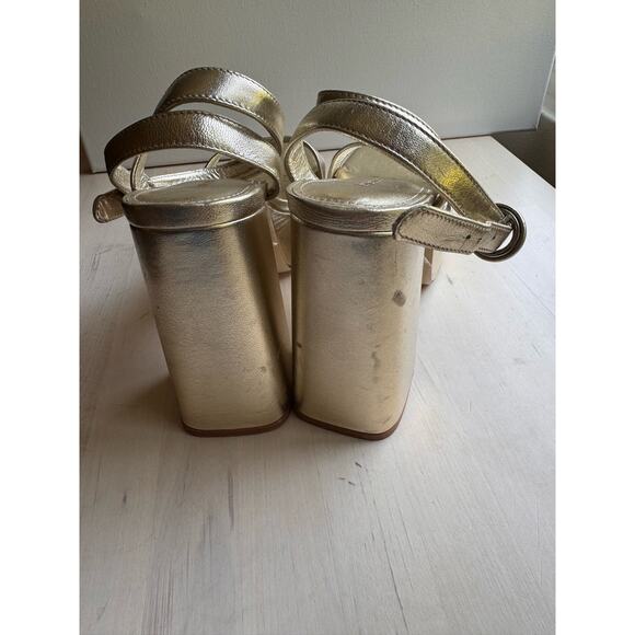 LARROUDE Dolly Sandal In Gold Metallic Leather size 10 - Picture 12 of 12